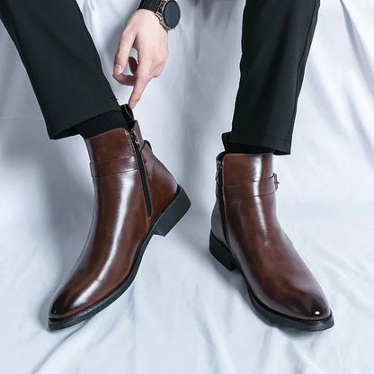 Genuine leather Chelsea boots featuring elastic gores and durable rubber outsoles, perfect for stylish comfort and versatility. 5