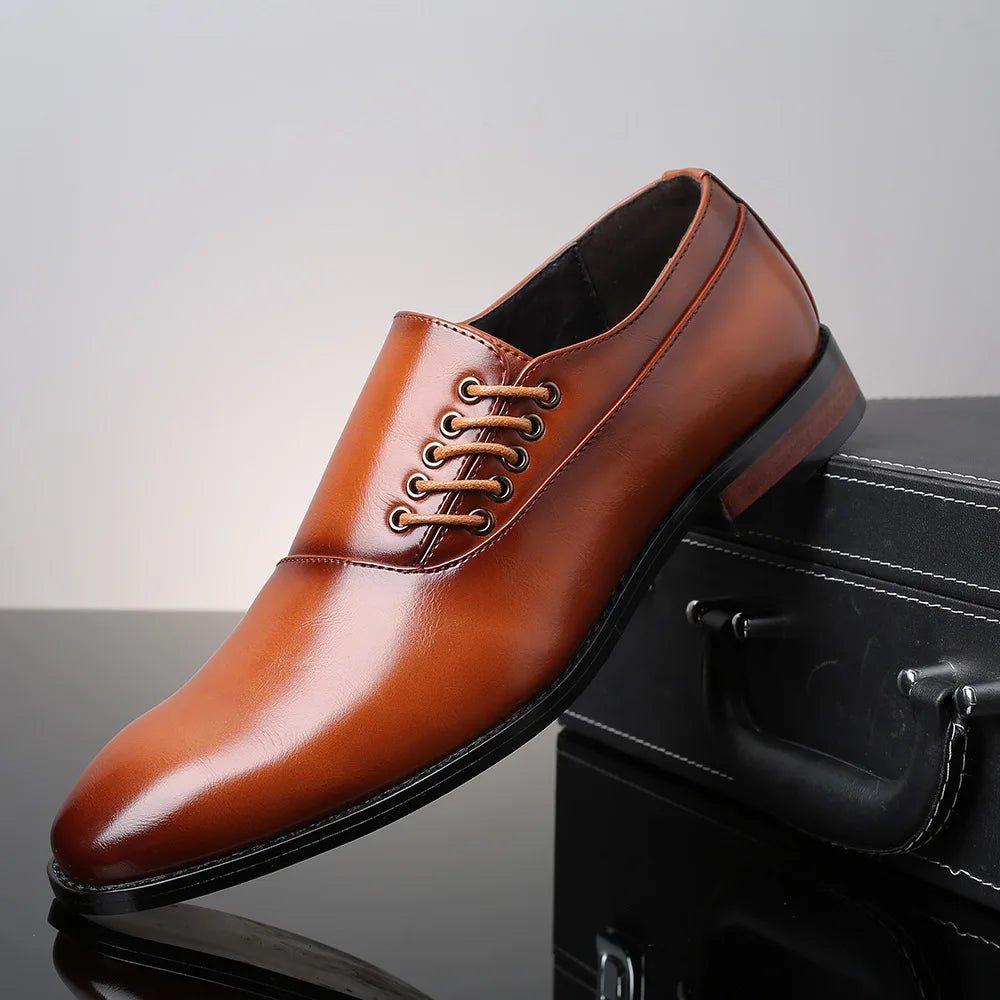 Genuine leather Oxford shoes featuring stylish side lace design and comfortable insoles for all-day wear. 0