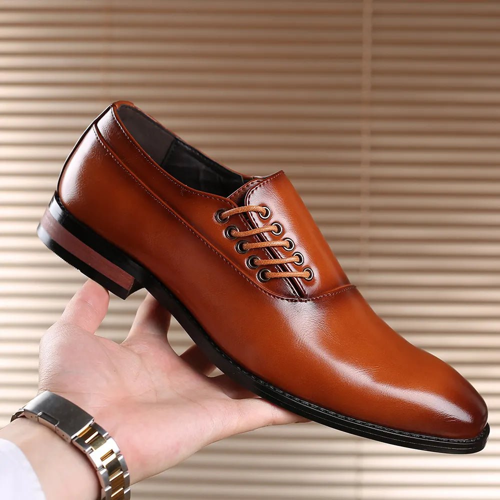 Genuine leather Oxford shoes featuring stylish side lace design and comfortable insoles for all-day wear. 1