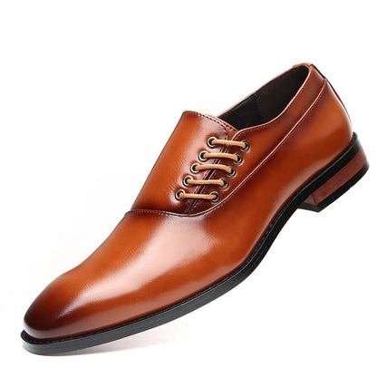 Genuine leather Oxford shoes featuring stylish side lace design and comfortable insoles for all-day wear. 2