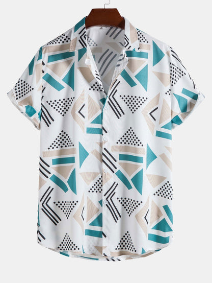 Geometric Print Shirt and Swim Shorts Set – Unique Pattern Design, 100% Polyester 6