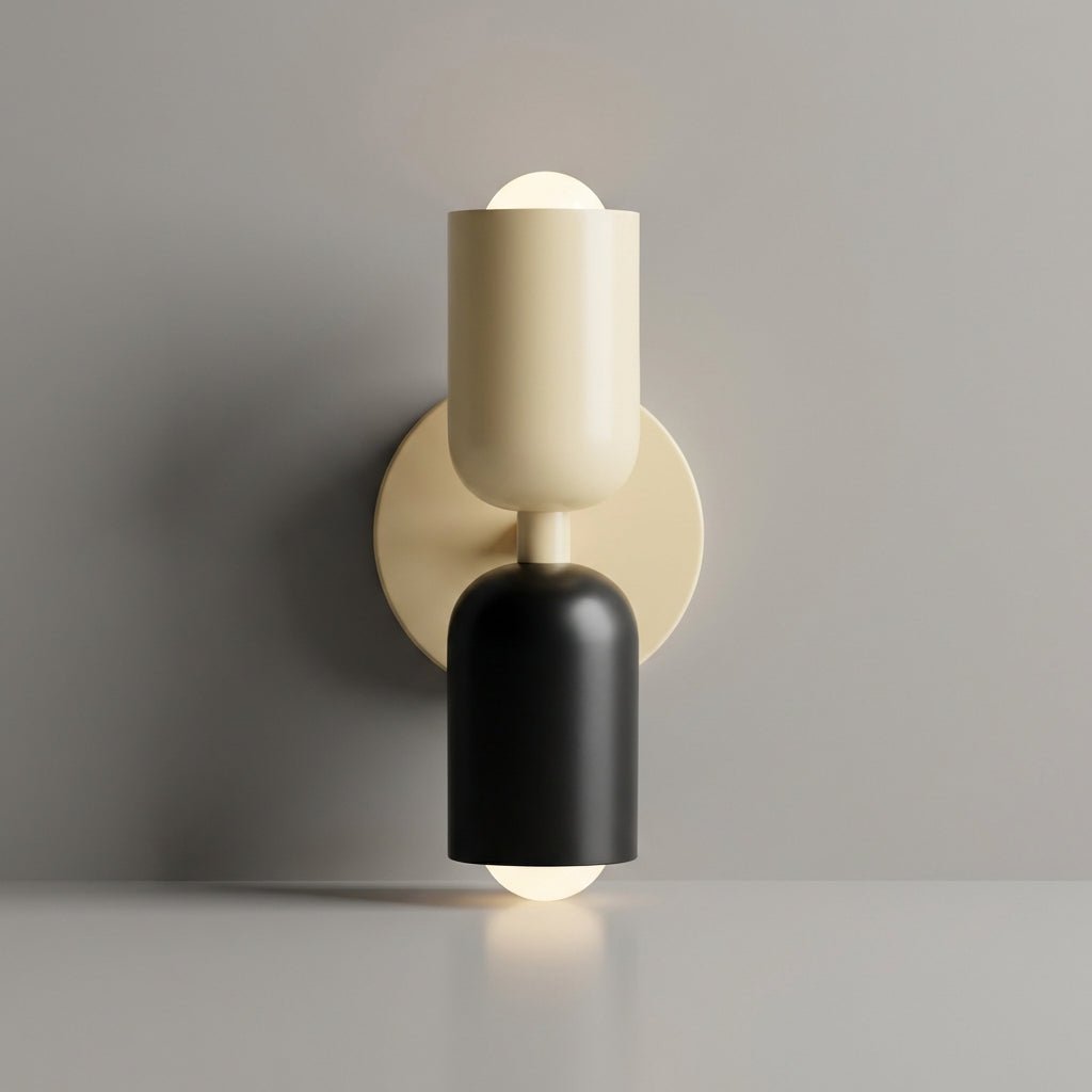 Geometric wall lamp featuring a sleek metal frame and frosted glass shade, providing soft ambient light for modern home decor. 7