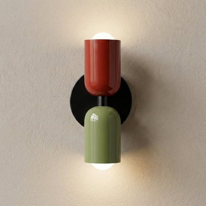 Geometric wall lamp featuring a sleek metal frame and frosted glass shade, providing soft ambient light for modern home decor. 12