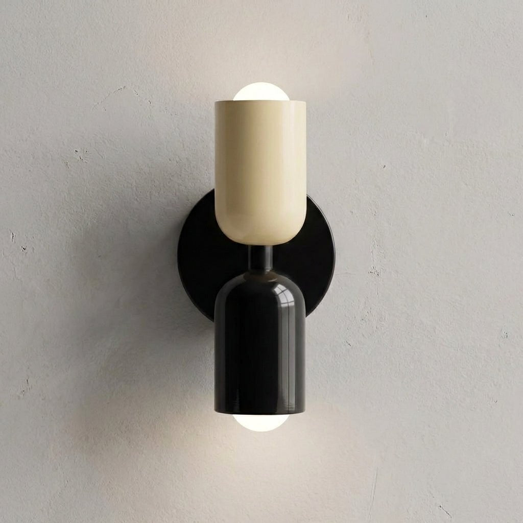 Geometric wall lamp featuring a sleek metal frame and frosted glass shade, providing soft ambient light for modern home decor. 5
