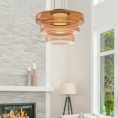 Elegant glass pendant lamp featuring a Bauhaus design, perfect for kitchen lighting, available in smoke grey, green, or orange. 4