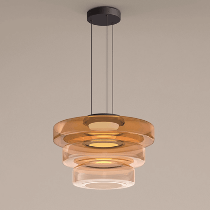Elegant glass pendant lamp featuring a Bauhaus design, perfect for kitchen lighting, available in smoke grey, green, or orange. 1