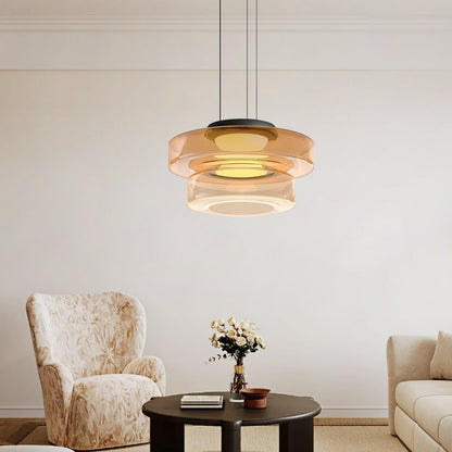 Elegant glass pendant lamp featuring a Bauhaus design, perfect for kitchen lighting, available in smoke grey, green, or orange. 5