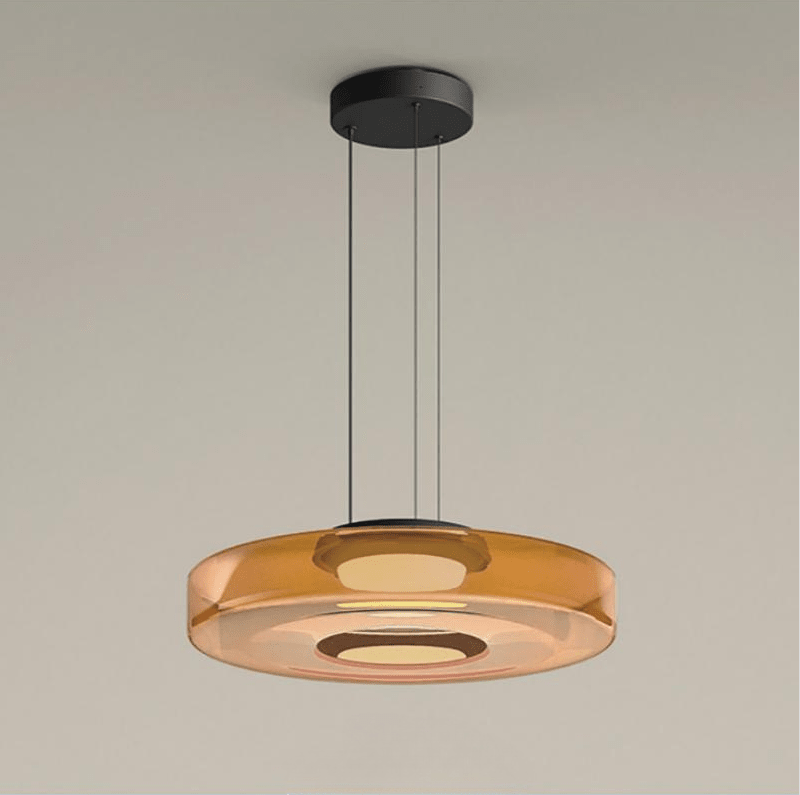 Elegant glass pendant lamp featuring a Bauhaus design, perfect for kitchen lighting, available in smoke grey, green, or orange. 0