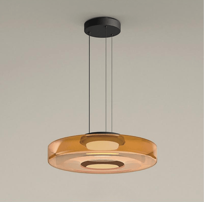 Elegant glass pendant lamp featuring a Bauhaus design, perfect for kitchen lighting, available in smoke grey, green, or orange. 0