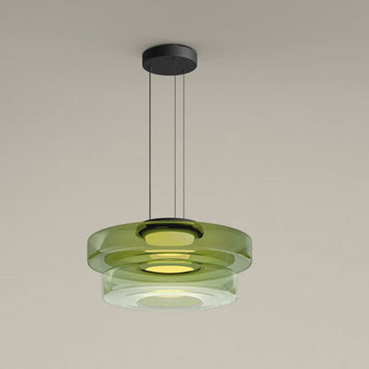 Elegant glass pendant lamp featuring a Bauhaus design, perfect for kitchen lighting, available in smoke grey, green, or orange. 10