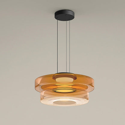 Elegant glass pendant lamp featuring a Bauhaus design, perfect for kitchen lighting, available in smoke grey, green, or orange. 14