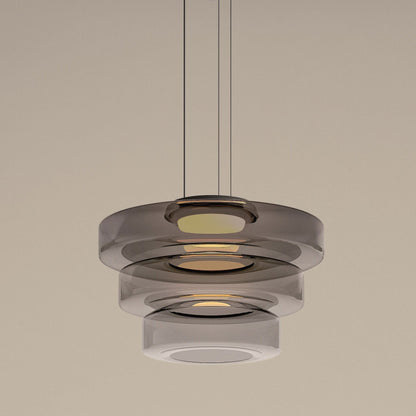 Elegant glass pendant lamp featuring a Bauhaus design, perfect for kitchen lighting, available in smoke grey, green, or orange. 9