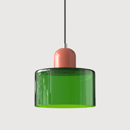 Glass pendant lamp featuring a modern geometric design, equipped with energy-efficient LED lighting, perfect for enhancing kitchen or dining area decor. 40