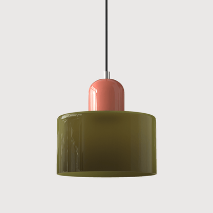 Glass pendant lamp featuring a modern geometric design, equipped with energy-efficient LED lighting, perfect for enhancing kitchen or dining area decor. 26