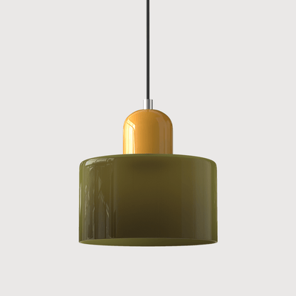 Glass pendant lamp featuring a modern geometric design, equipped with energy-efficient LED lighting, perfect for enhancing kitchen or dining area decor. 11