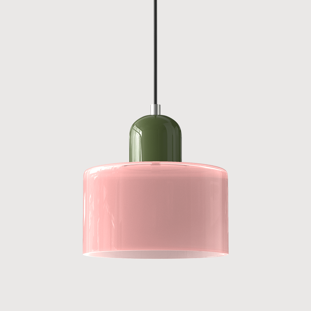 Glass pendant lamp featuring a modern geometric design, equipped with energy-efficient LED lighting, perfect for enhancing kitchen or dining area decor. 6