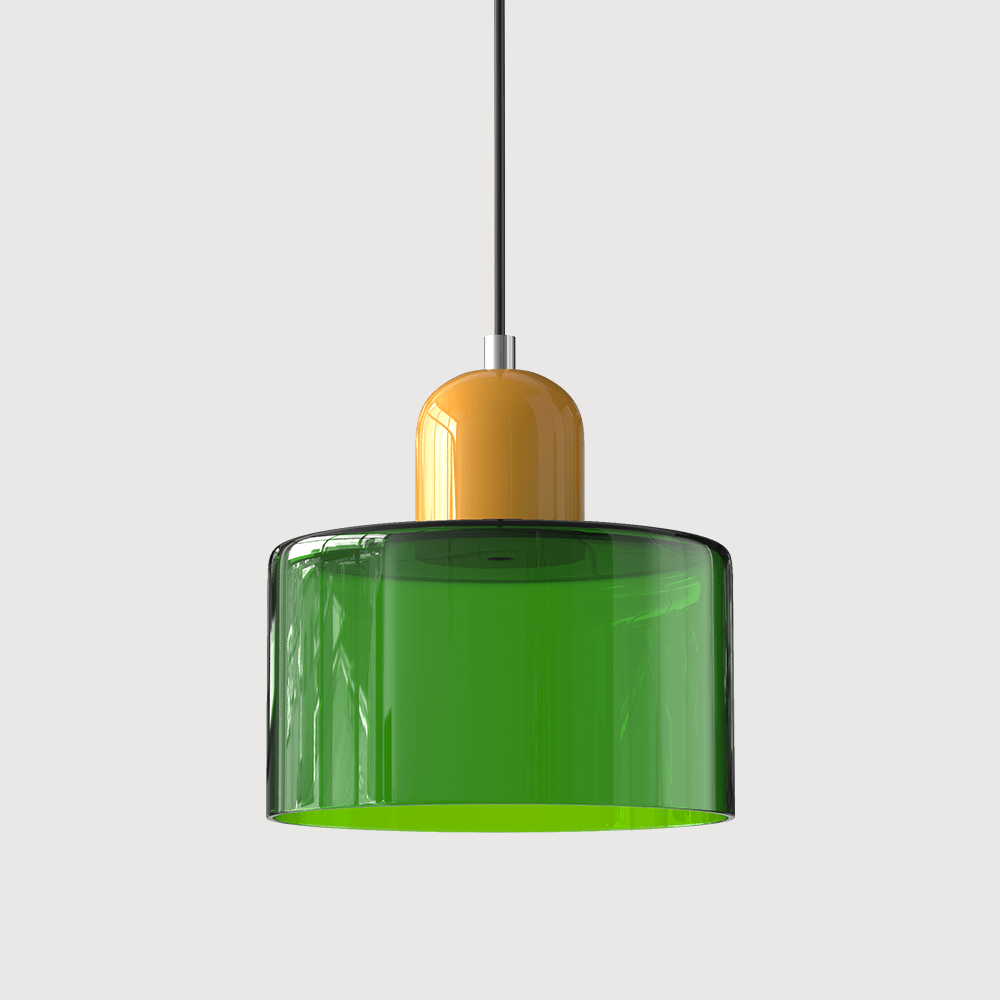 Glass pendant lamp featuring a modern geometric design, equipped with energy-efficient LED lighting, perfect for enhancing kitchen or dining area decor. 34