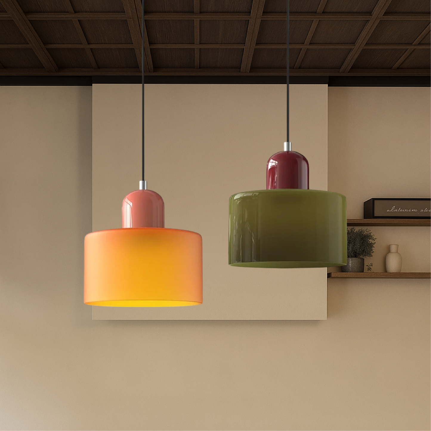 Glass pendant lamp featuring a modern geometric design, equipped with energy-efficient LED lighting, perfect for enhancing kitchen or dining area decor. 5