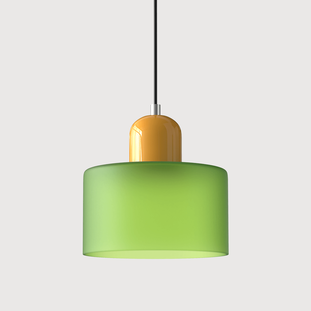 Glass pendant lamp featuring a modern geometric design, equipped with energy-efficient LED lighting, perfect for enhancing kitchen or dining area decor. 36