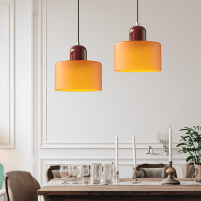 Glass pendant lamp featuring a modern geometric design, equipped with energy-efficient LED lighting, perfect for enhancing kitchen or dining area decor. 2