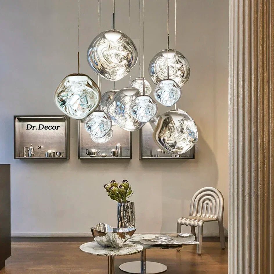 Glass pendant lamp featuring a minimalist design, made from tempered glass and metal, perfect for modern kitchen pendant lighting. 2