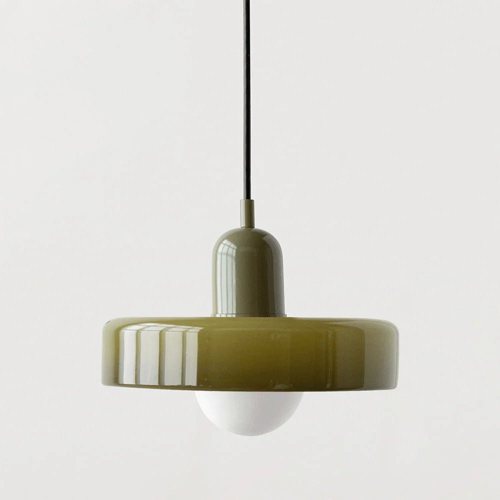 Glass pendant light with adjustable drop for kitchen island, featuring a modern retro design available in multiple colors, perfect for enhancing your culinary space. 20