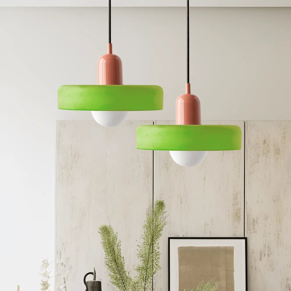 Glass pendant light with adjustable drop for kitchen island, featuring a modern retro design available in multiple colors, perfect for enhancing your culinary space. 8