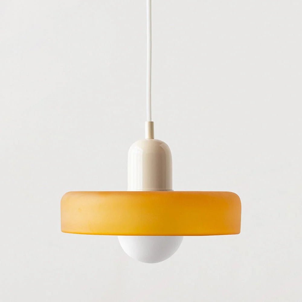 Glass pendant light with adjustable drop for kitchen island, featuring a modern retro design available in multiple colors, perfect for enhancing your culinary space. 9