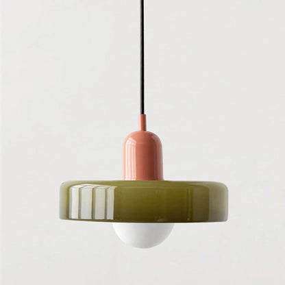 Glass pendant light with adjustable drop for kitchen island, featuring a modern retro design available in multiple colors, perfect for enhancing your culinary space. 29