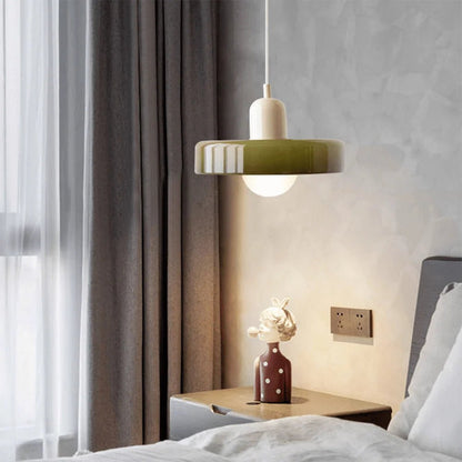Glass pendant light with adjustable drop for kitchen island, featuring a modern retro design available in multiple colors, perfect for enhancing your culinary space. 13