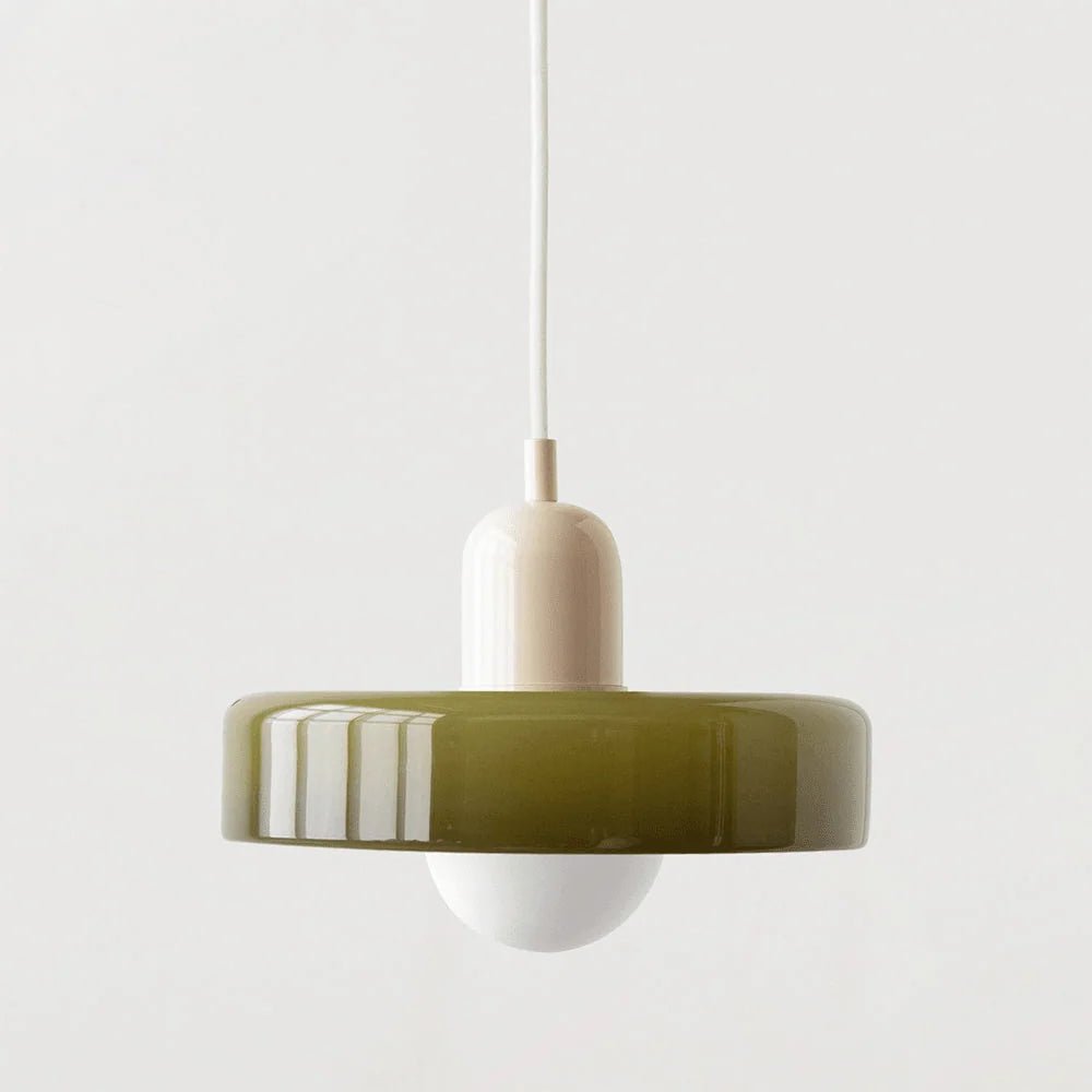 Glass pendant light with adjustable drop for kitchen island, featuring a modern retro design available in multiple colors, perfect for enhancing your culinary space. 19