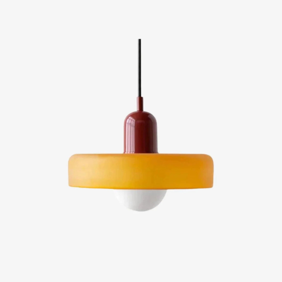 Glass pendant light with adjustable drop for kitchen island, featuring a modern retro design available in multiple colors, perfect for enhancing your culinary space. 1