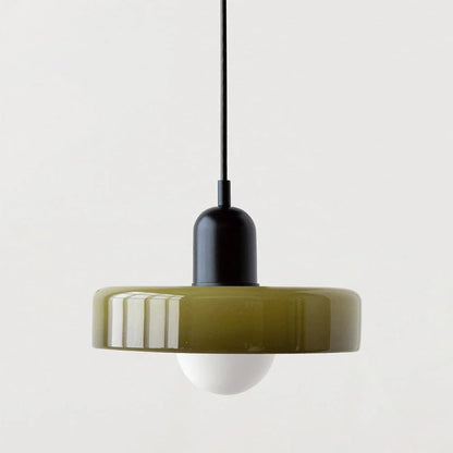 Glass pendant light with adjustable drop for kitchen island, featuring a modern retro design available in multiple colors, perfect for enhancing your culinary space. 25