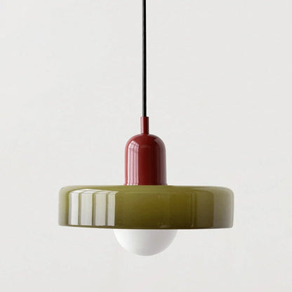 Glass pendant light with adjustable drop for kitchen island, featuring a modern retro design available in multiple colors, perfect for enhancing your culinary space. 0