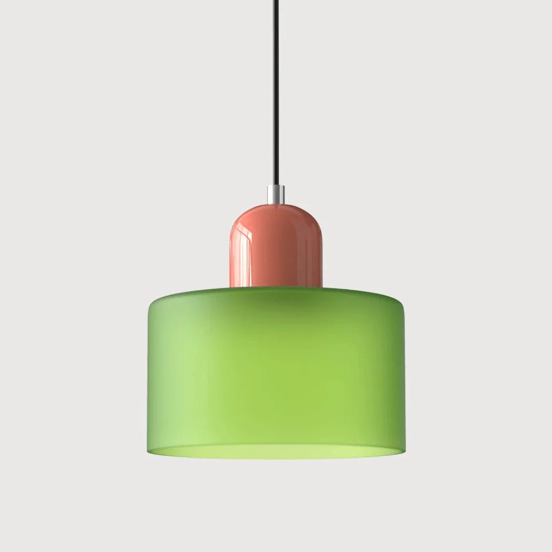 Glass pendant light featuring a retro design with a 15 cm diameter, adjustable suspension ideal for kitchen or dining spaces. 17