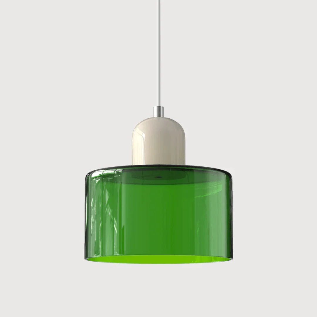 Glass pendant light featuring a retro design with a 15 cm diameter, adjustable suspension ideal for kitchen or dining spaces. 41