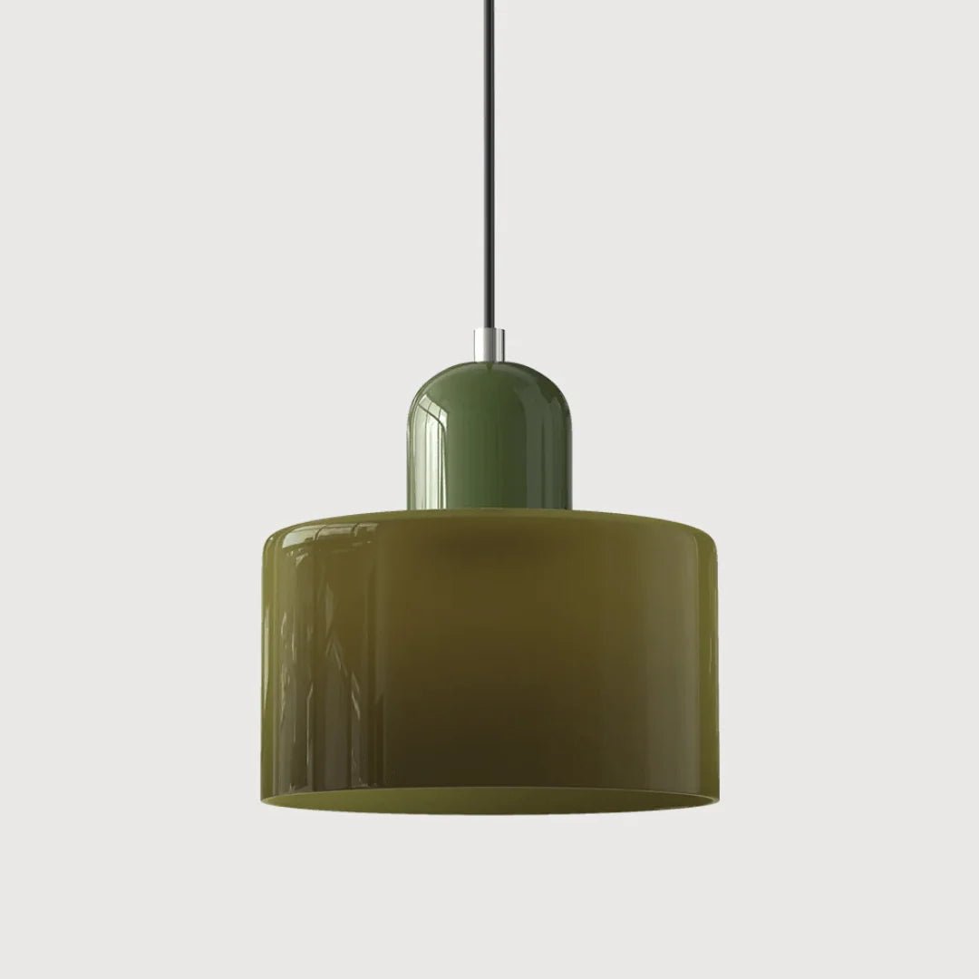 Glass pendant light featuring a retro design with a 15 cm diameter, adjustable suspension ideal for kitchen or dining spaces. 9