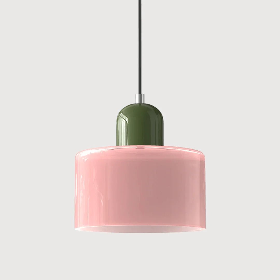 Glass pendant light featuring a retro design with a 15 cm diameter, adjustable suspension ideal for kitchen or dining spaces. 16