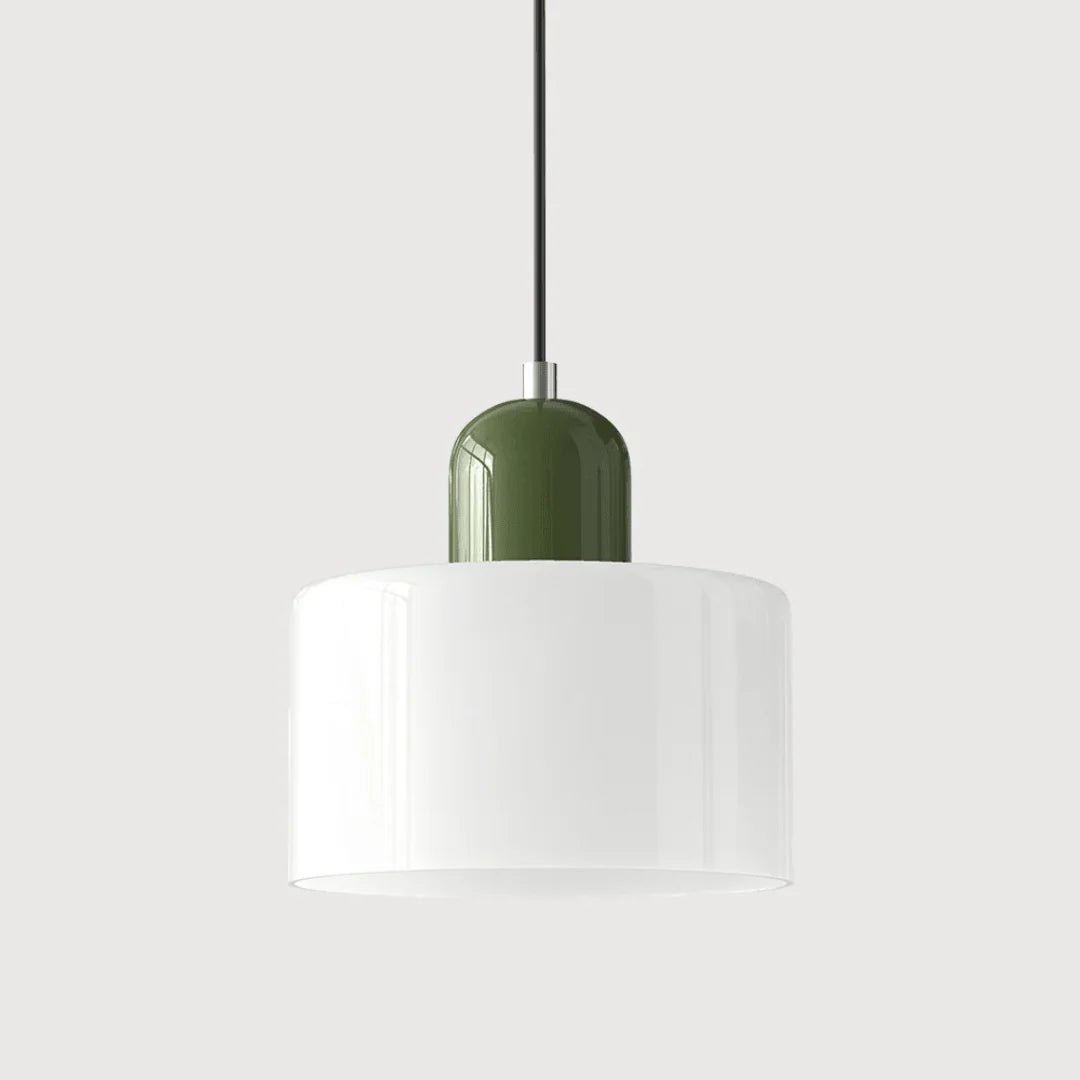 Glass pendant light featuring a retro design with a 15 cm diameter, adjustable suspension ideal for kitchen or dining spaces. 13