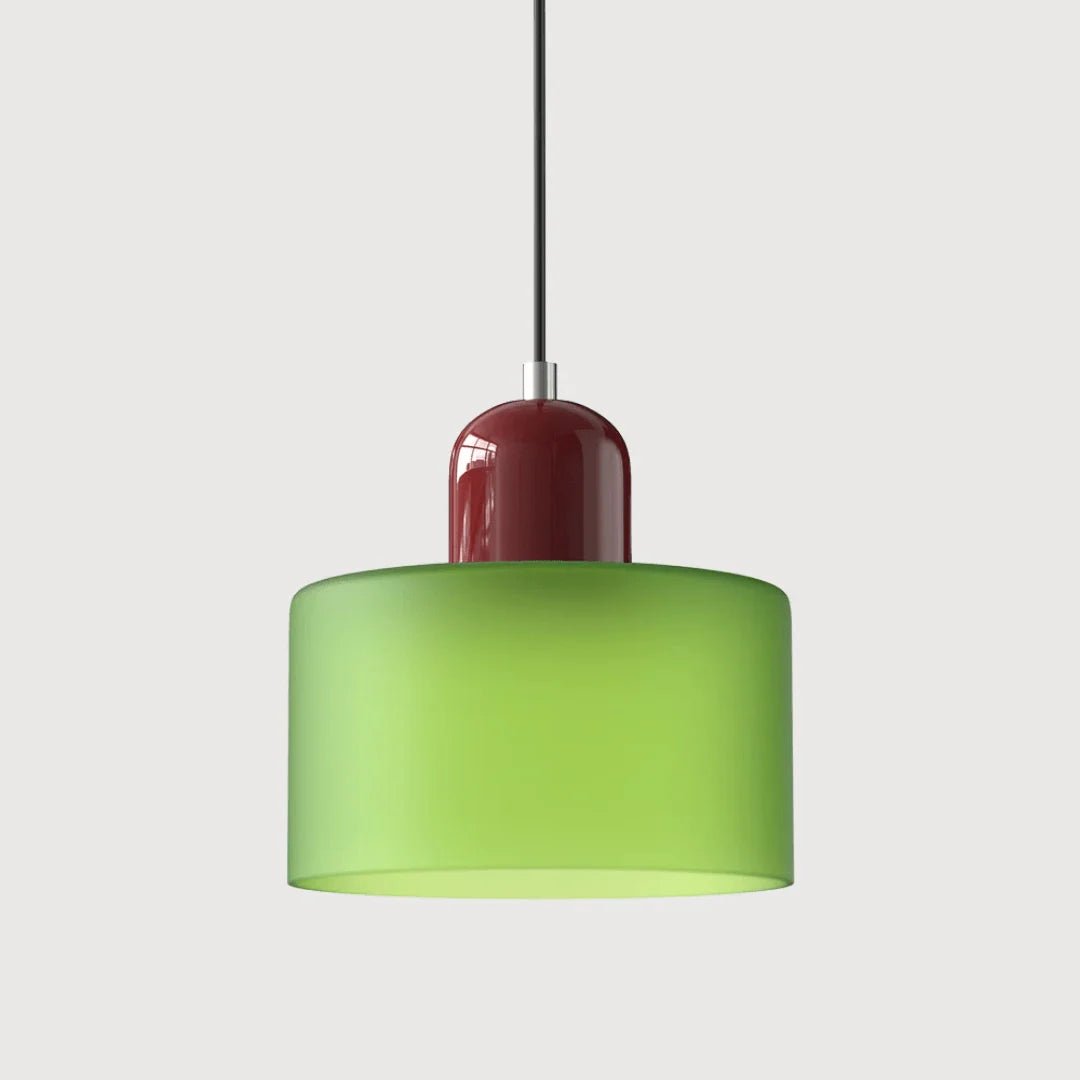 Glass pendant light featuring a retro design with a 15 cm diameter, adjustable suspension ideal for kitchen or dining spaces. 15
