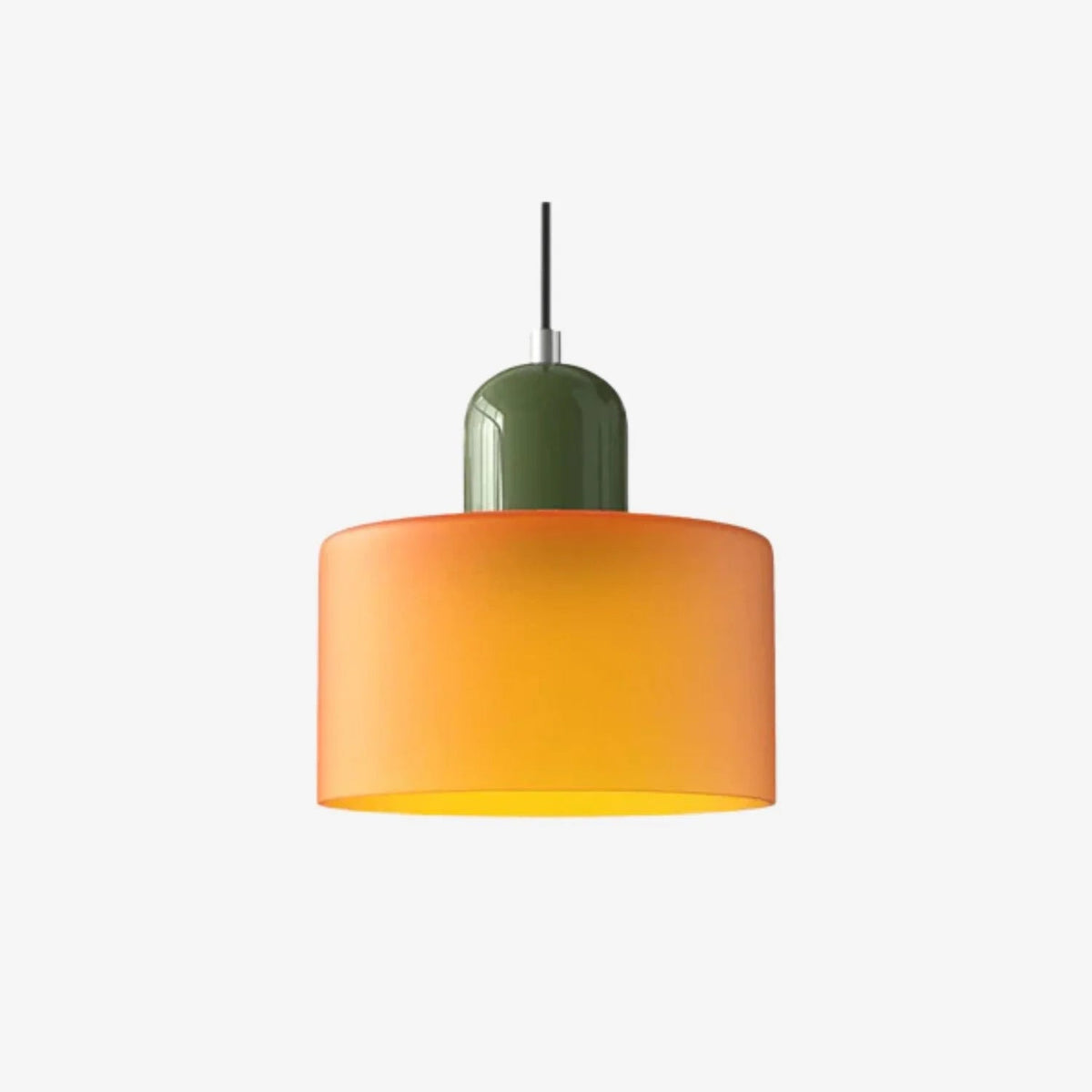 Glass pendant light featuring a retro design with a 15 cm diameter, adjustable suspension ideal for kitchen or dining spaces. 1