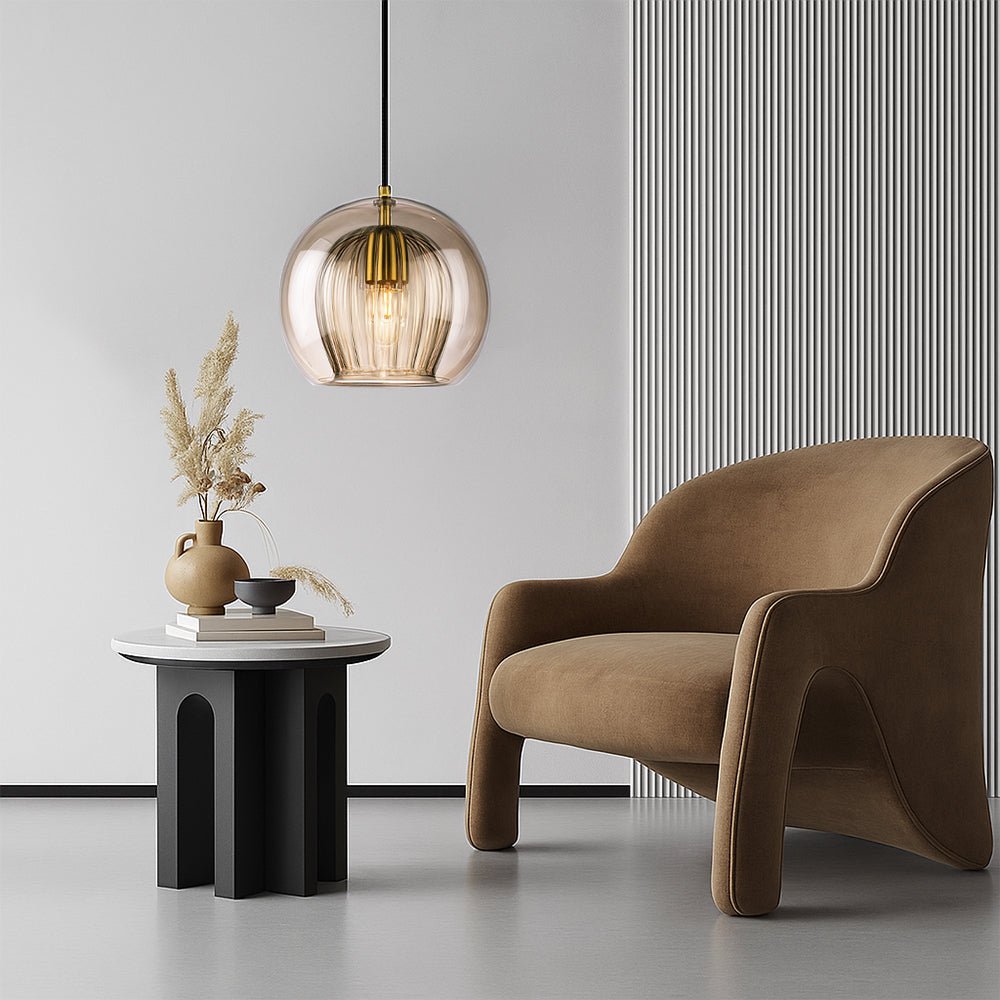 Dimmable LED glass pendant lighting for kitchen islands, featuring a minimalist design and available in 15cm, 20cm, and 25cm 6