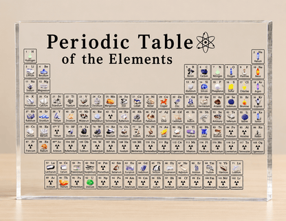 Glass Periodic Table Display with Real Element Samples – Educational Chemistry Decor for Classroom and Study