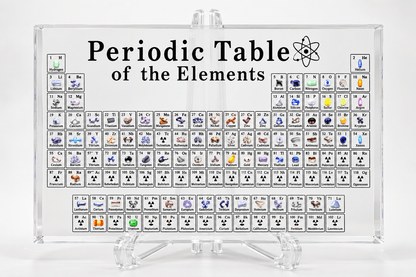 Glass Periodic Table Display with Real Element Samples – Educational Chemistry Decor for Classroom and Study