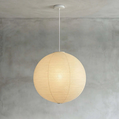 Modern black globe pendant light featuring an adjustable cord and elegant washi paper shade, perfect for enhancing indoor spaces with a contemporary touch. 0