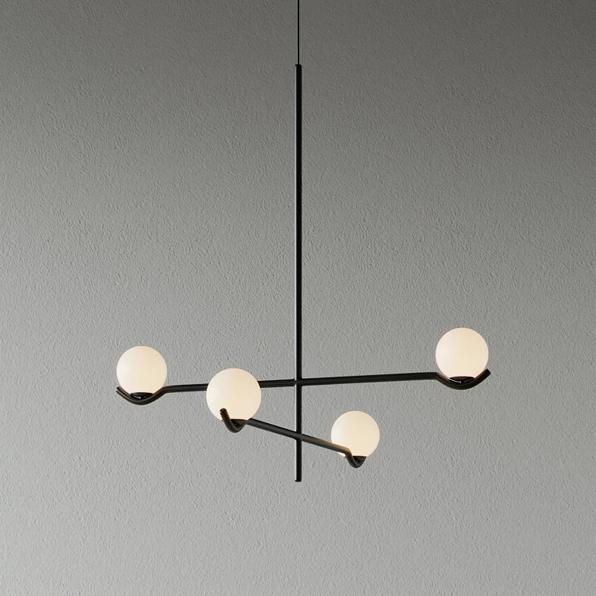 Globe pendant light featuring a modern white glass shade and sleek metal design, adjustable height for kitchen island or dining room illumination. 9
