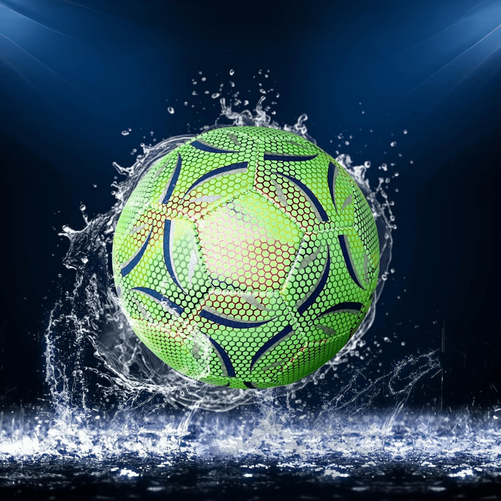 Glow in the Dark Soccer Ball + Durable Hand-Stitched Design + Night Play + Illuminated Outdoor Fun