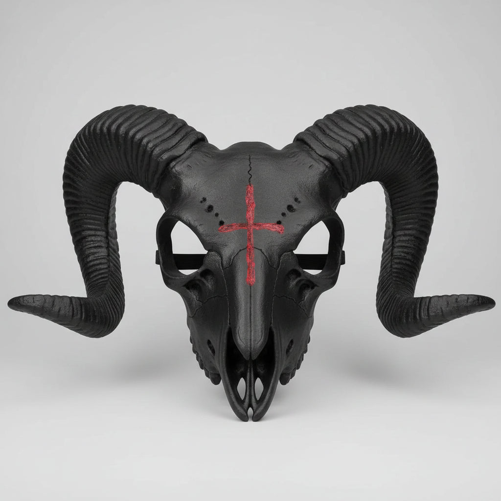 Halloween Goat Mask for parties featuring intricate detailing, designed for comfortable wear as a unique cosplay accessory. 3
