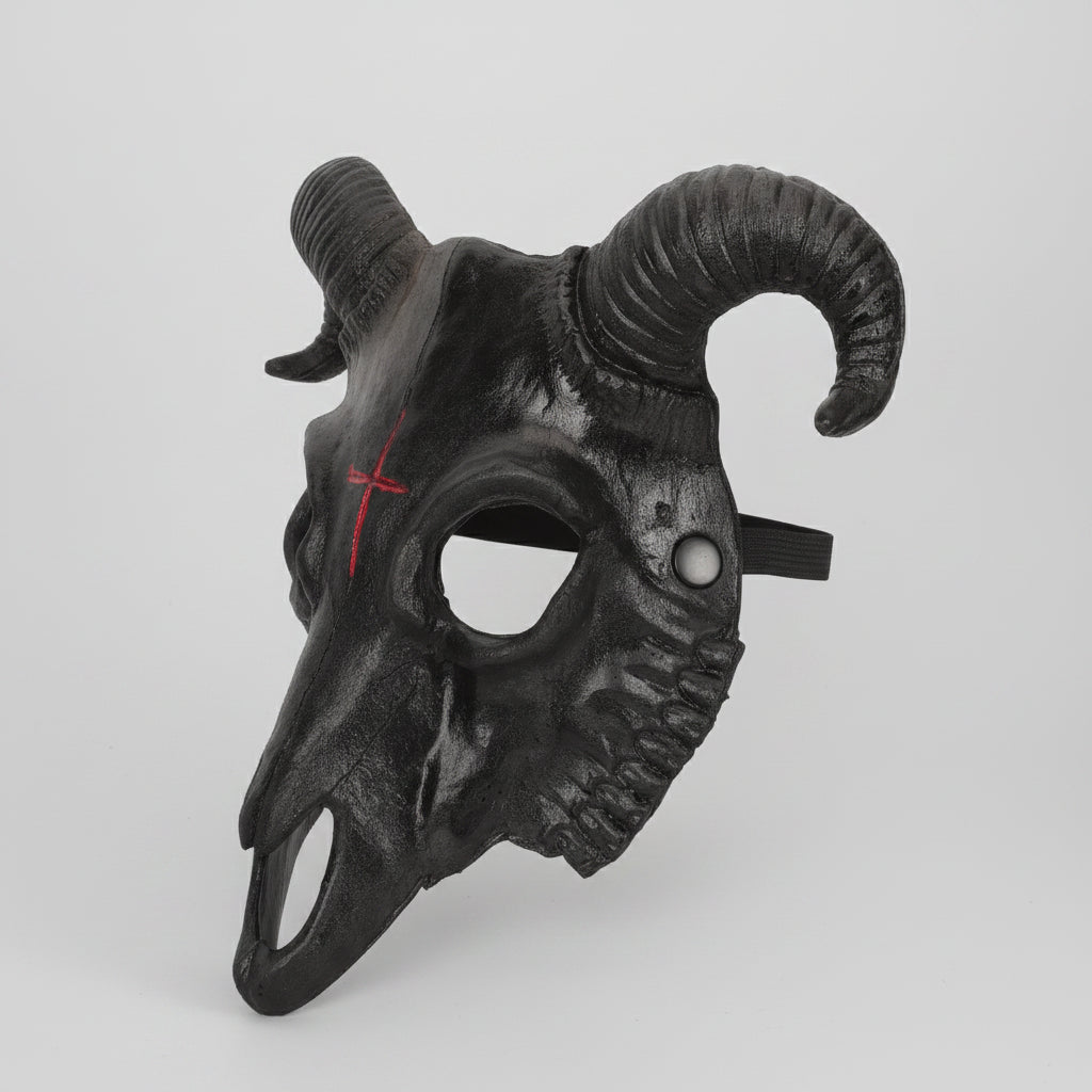 Halloween Goat Mask for parties featuring intricate detailing, designed for comfortable wear as a unique cosplay accessory. 0