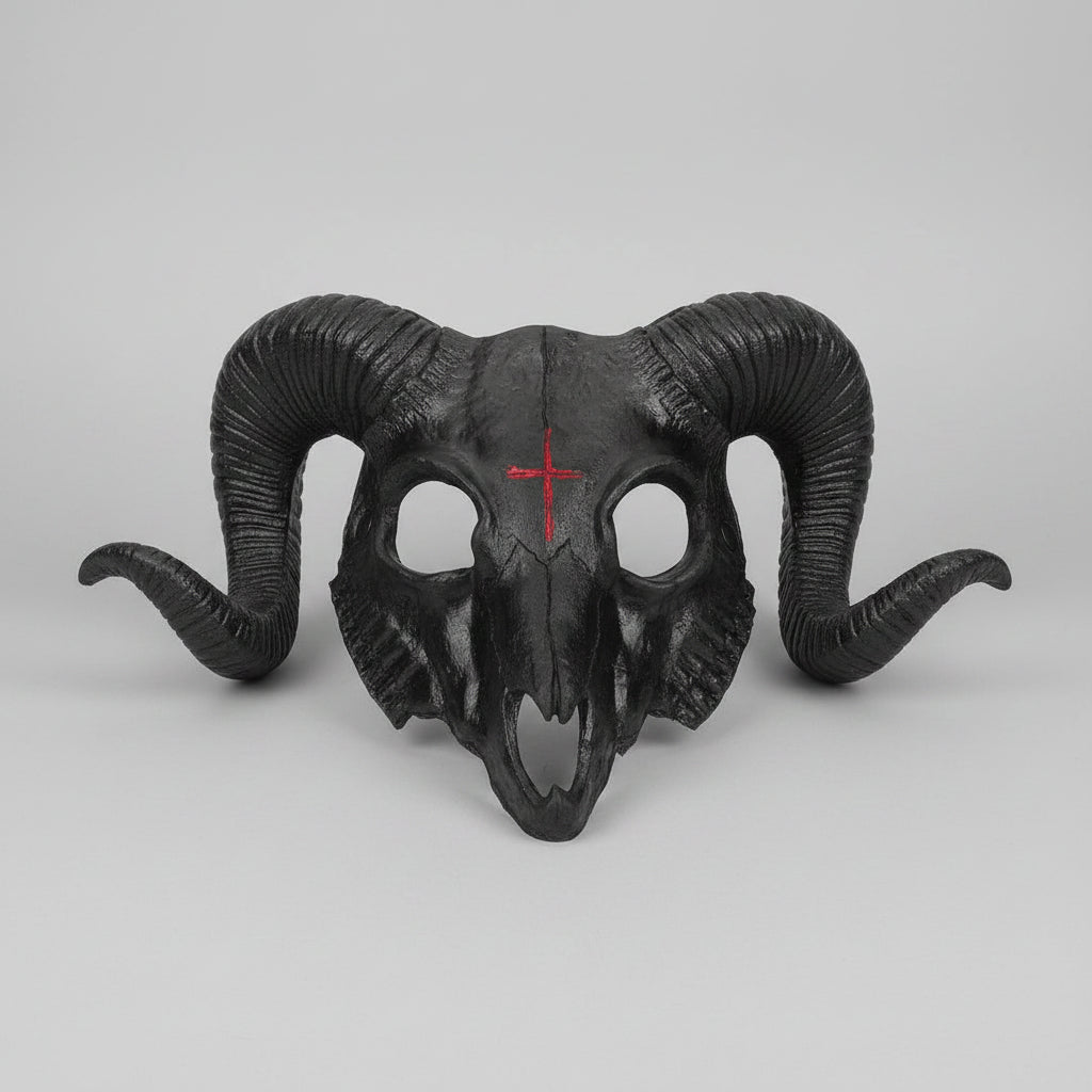 Halloween Goat Mask for parties featuring intricate detailing, designed for comfortable wear as a unique cosplay accessory. 1